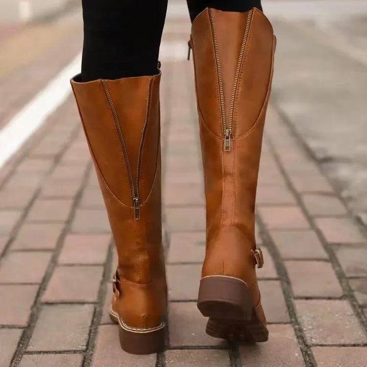 Women's Orthopedic Buckle-Strap Flat-Sole Knee-High Boots — Winter