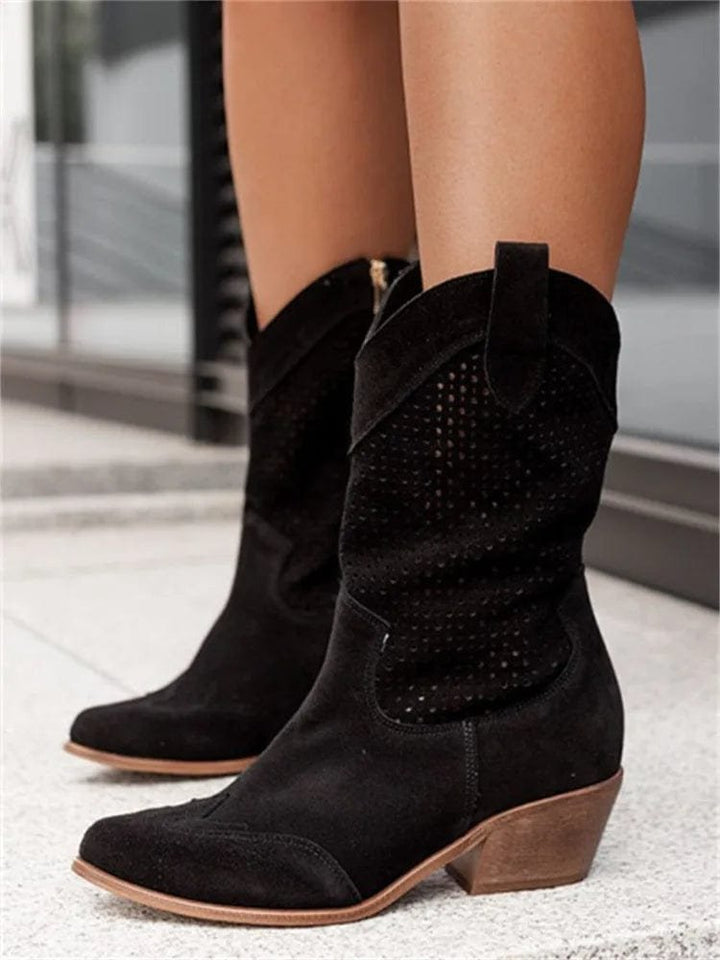 Women's Comfort Side-Zip Block-Heel Western Boots — Casual