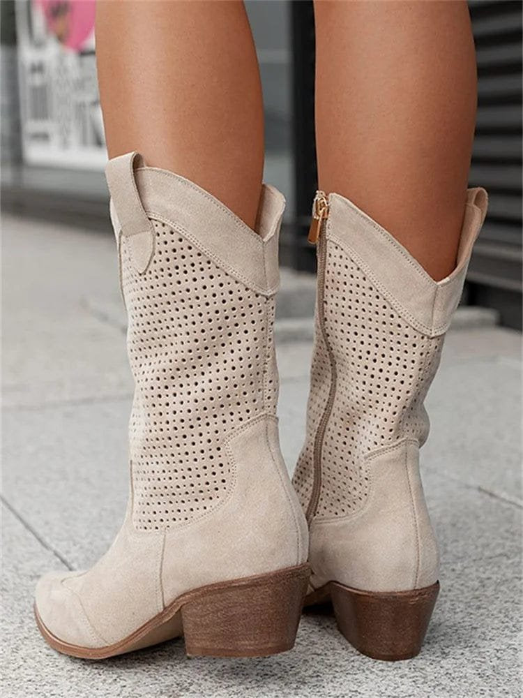 Women's Comfort Side-Zip Block-Heel Western Boots — Casual