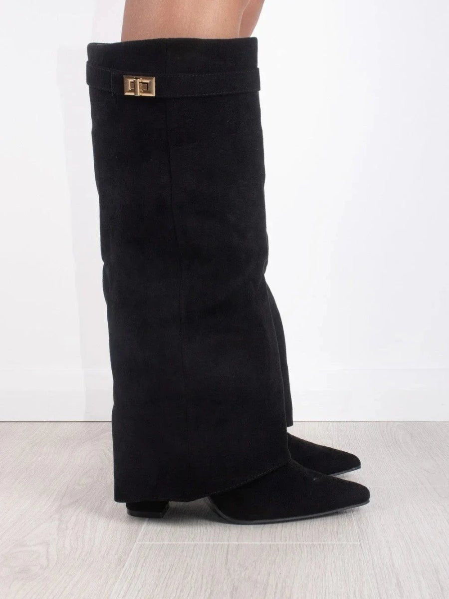 Women's Comfort Elegant Gold-Hardware Knee-High Boots — Everyday