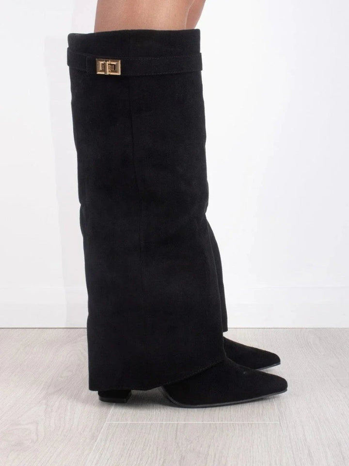 Women's Comfort Elegant Gold-Hardware Knee-High Boots — Everyday
