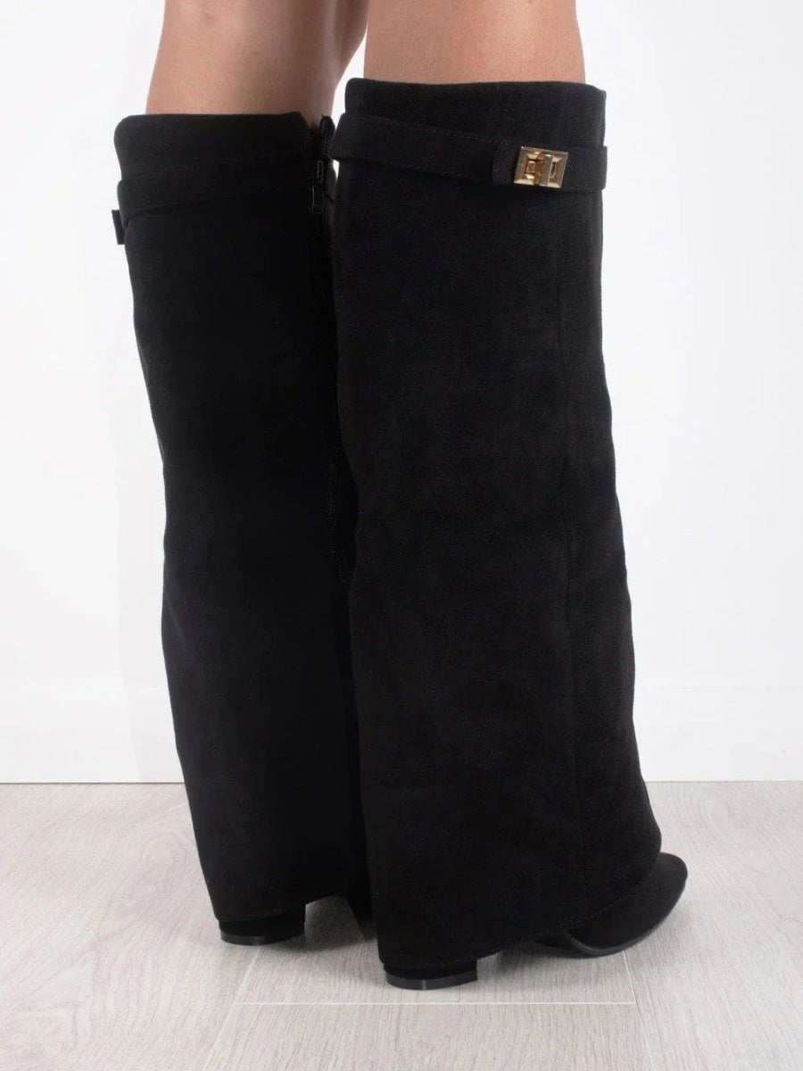 Women's Comfort Elegant Gold-Hardware Knee-High Boots — Everyday