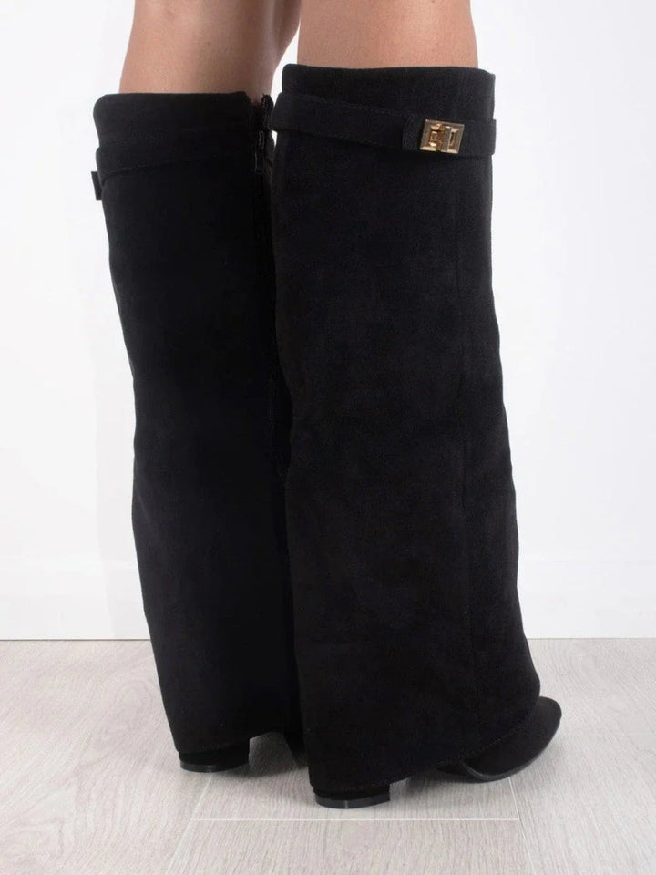 Women's Comfort Elegant Gold-Hardware Knee-High Boots — Everyday