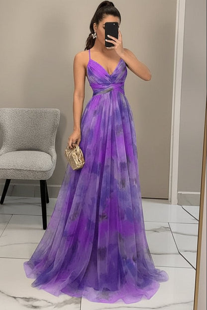 Women's multicoloured floral V-neck maxi dress with spaghetti straps and wrap waist