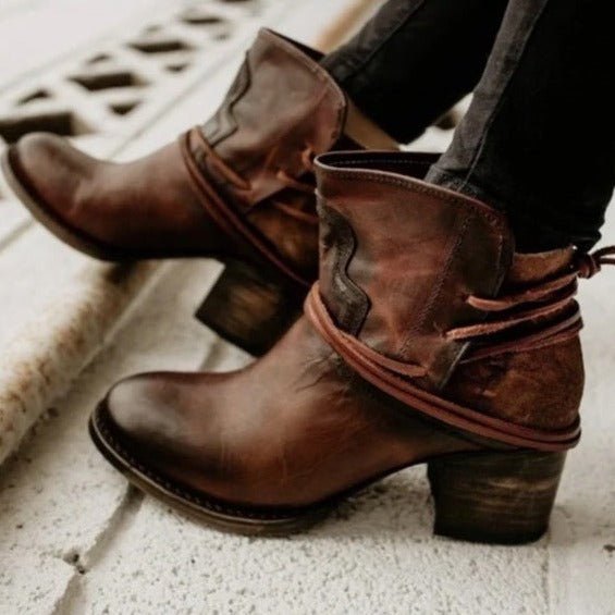 Women's Comfort Lace-Up Block-Heel Western Boots — Casual